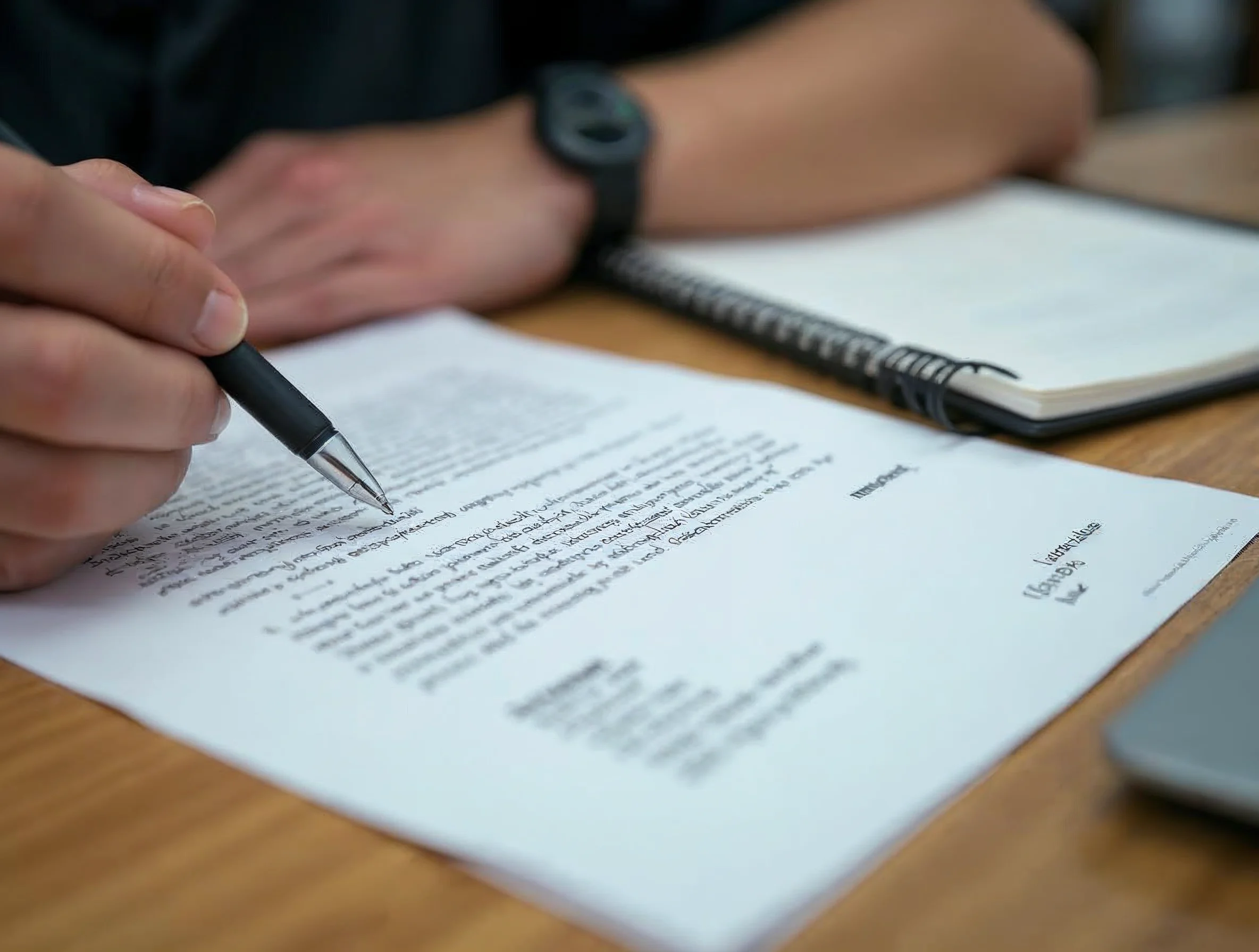 Corriger une candidature d’alternance trop vague Révision d’une candidature d’alternance avec CV imprimé et corrections manuscrites.