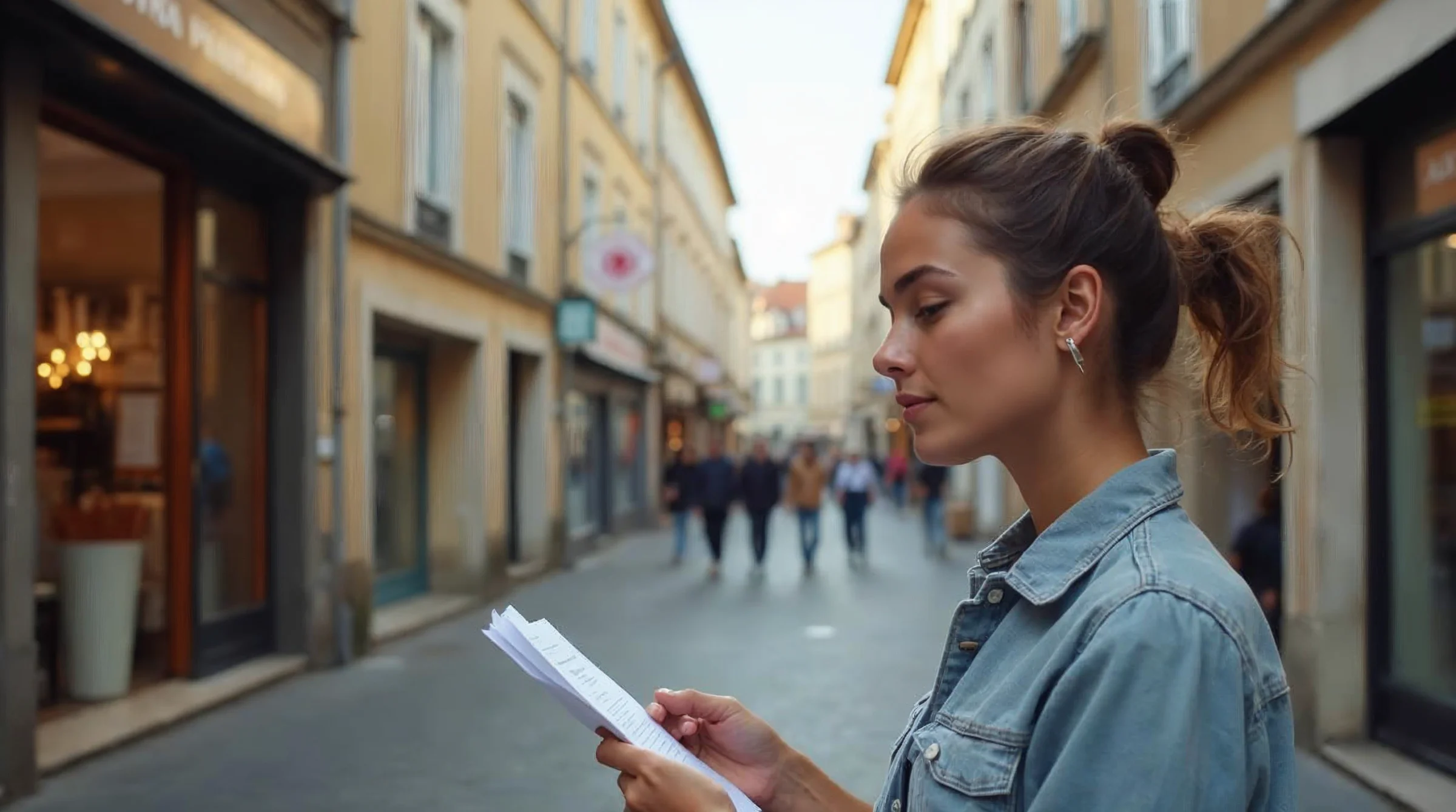 Jeune candidat à l’alternance repérant différents employeurs locaux pour préparer un bac pro