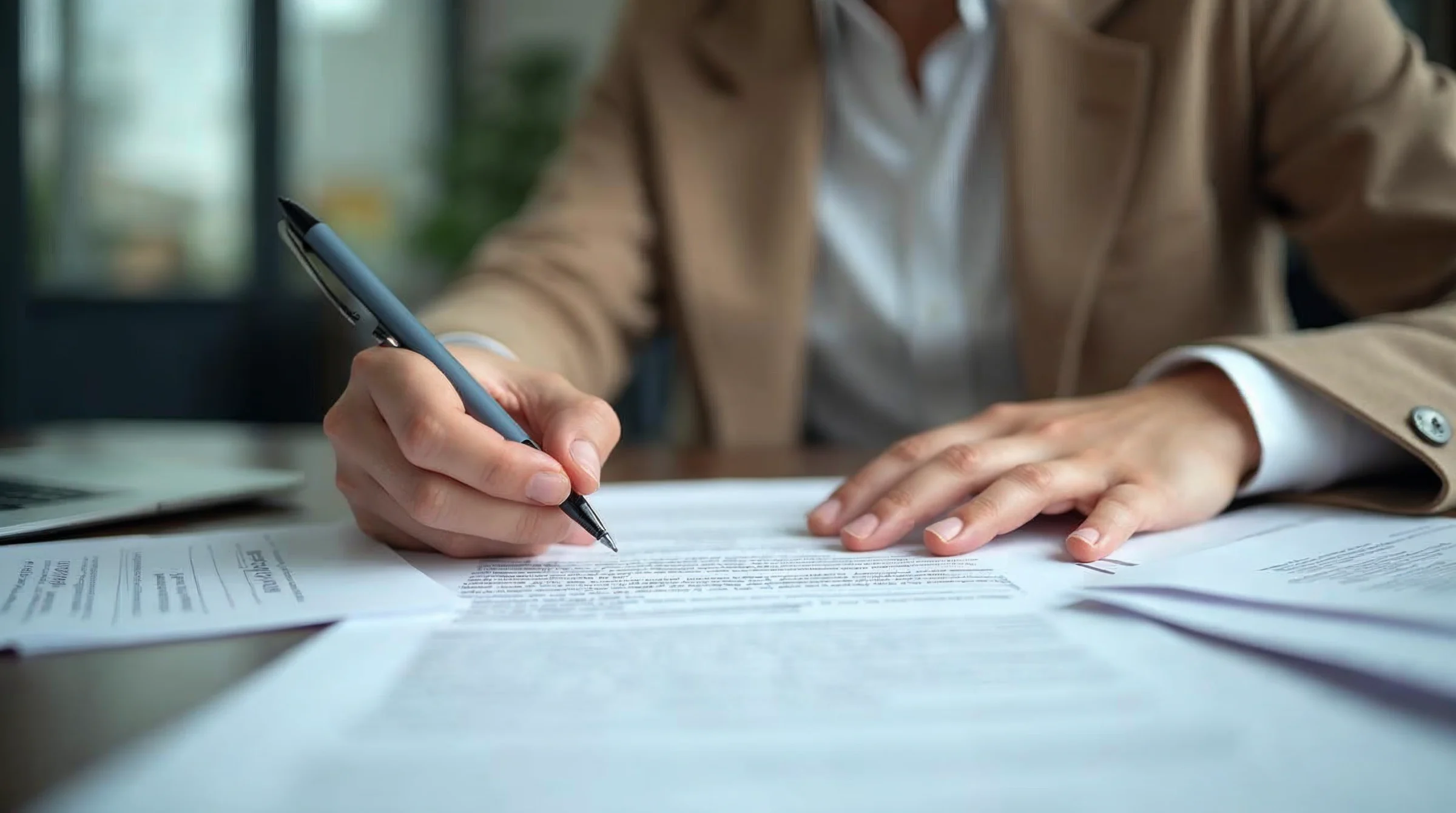 Jeune en formation qui vérifie un contrat d alternance et des documents de rémunération avant signature.