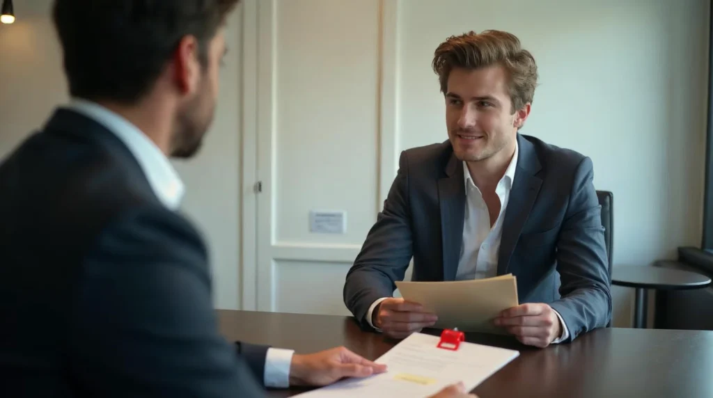 Candidat préparé en entretien avec une entreprise pour un contrat d’apprentissage.