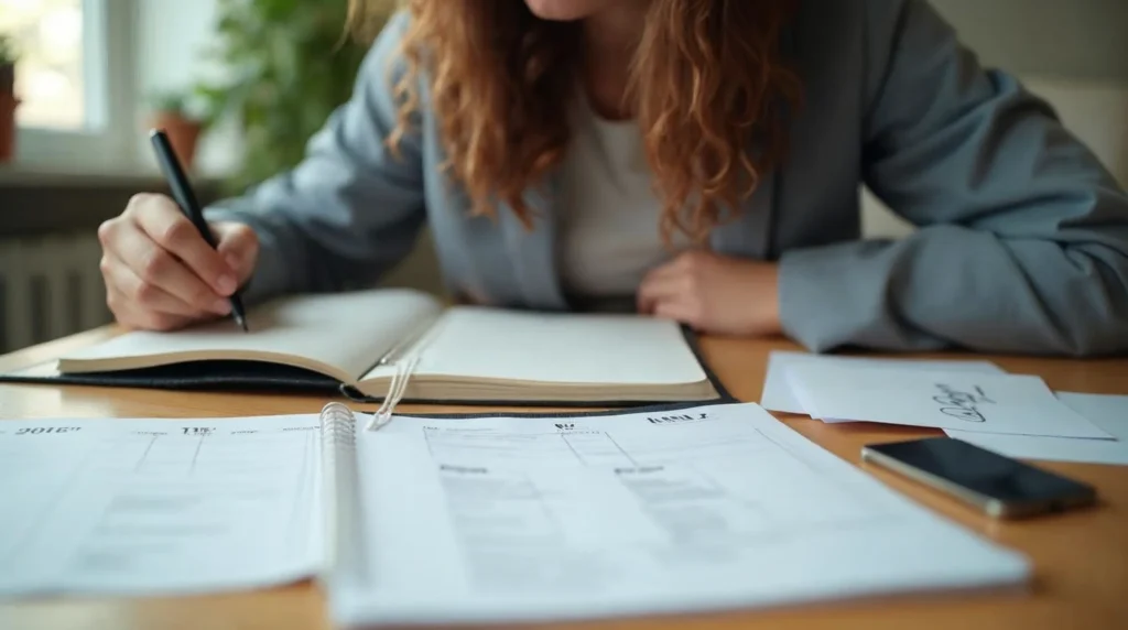 Préparation organisée d’une candidature spontanée pour un apprentissage avec calendrier, documents de formation et entreprises ciblées.