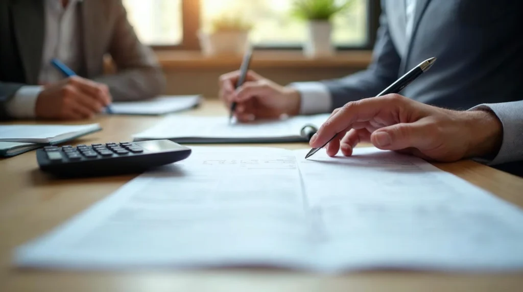 Jeune en bac professionnel en alternance qui vérifie un contrat et des documents de salaire avant signature.
