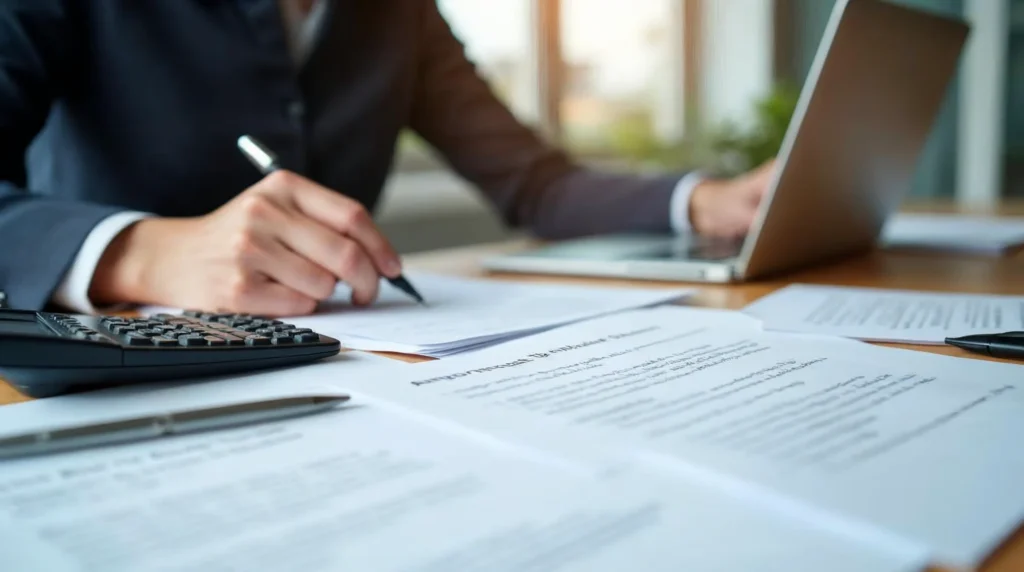 Préparation du budget employeur pour recruter un apprenti avec documents, calculatrice et vérifications administratives.