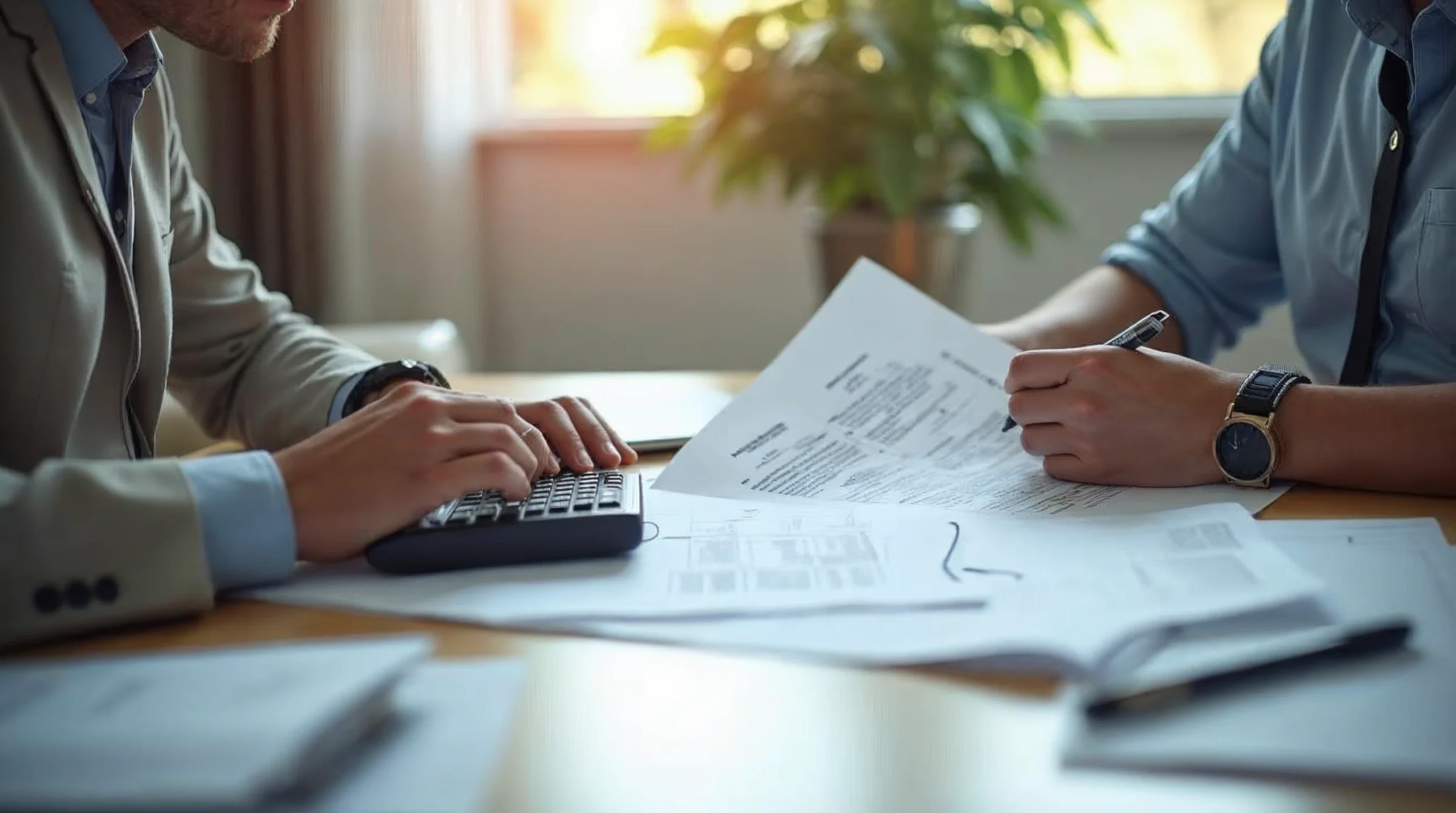 Responsable préparant une estimation prudente du coût employeur d’un apprenti avec documents et calculatrice.
