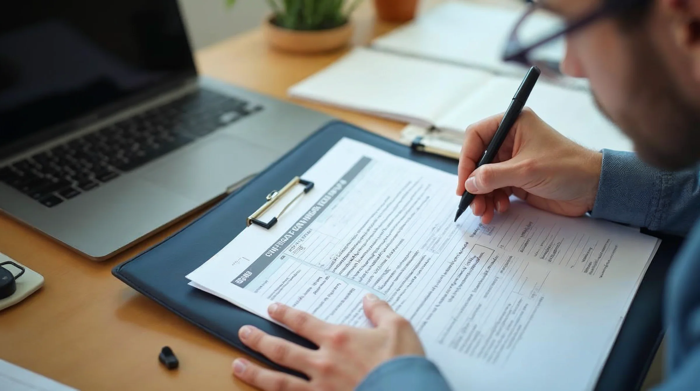 Suivi RH d’un contrat d’apprentissage avec documents de contrôle classés sur un bureau
