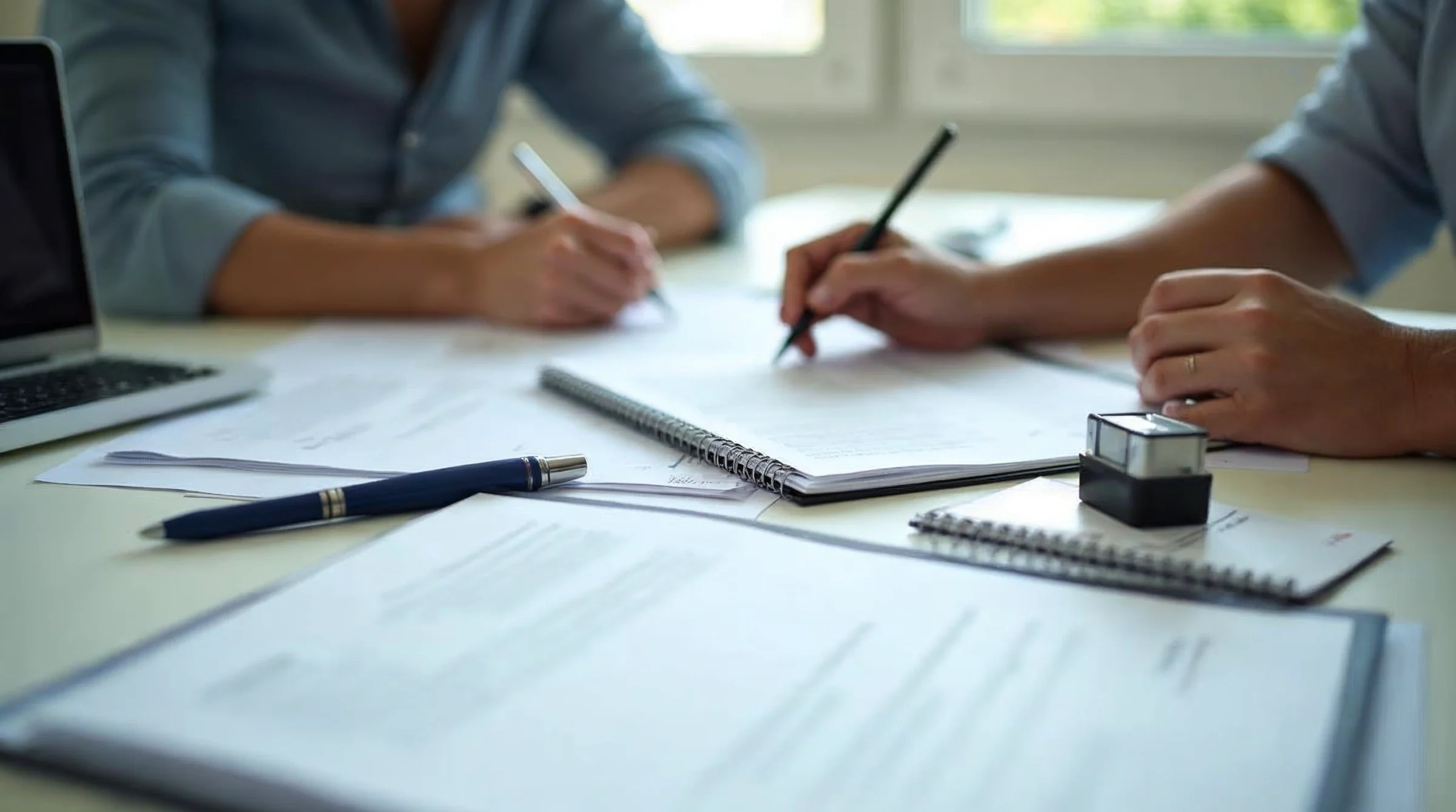 Préparation d’un dossier de contrat d’apprentissage avec documents classés avant l’embauche