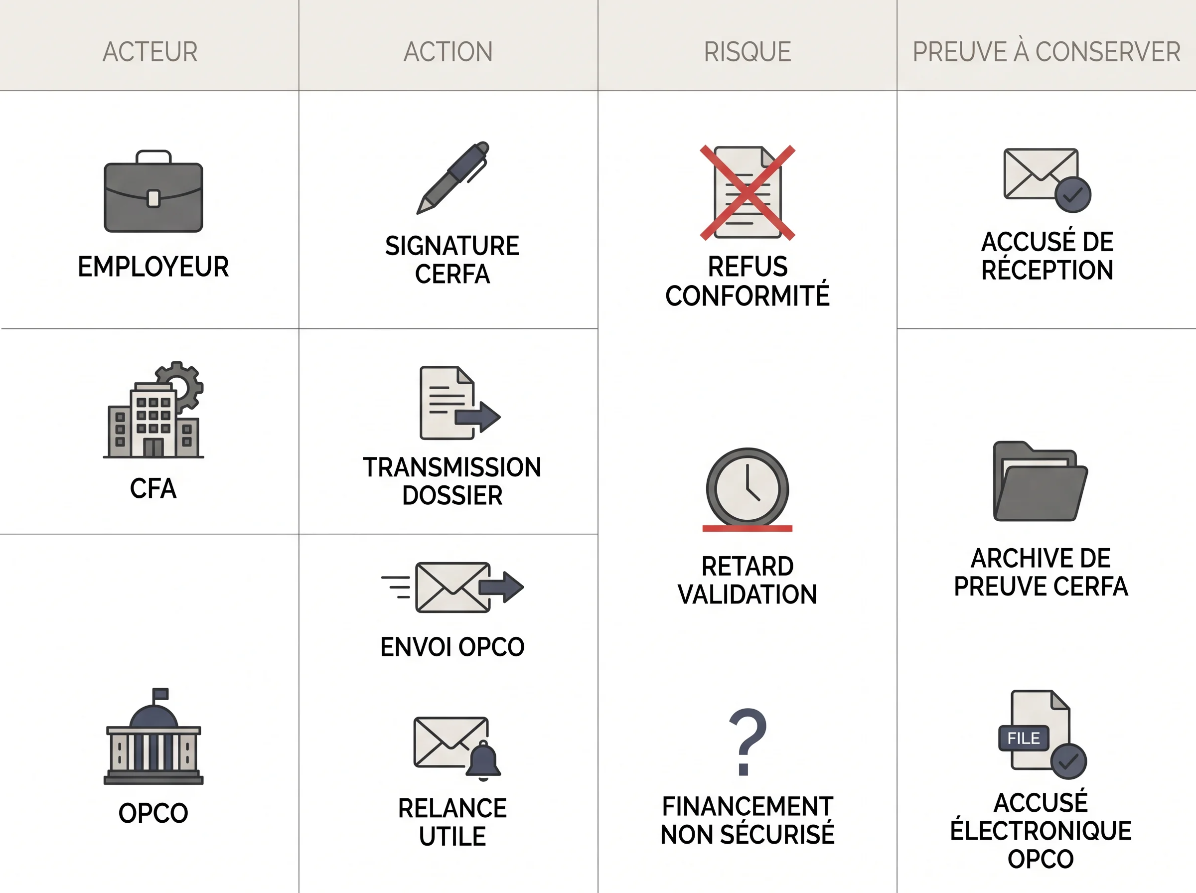 Suivi après acceptation du dossier d’apprentissage Tableau de suivi après acceptation d’un dossier d’apprentissage