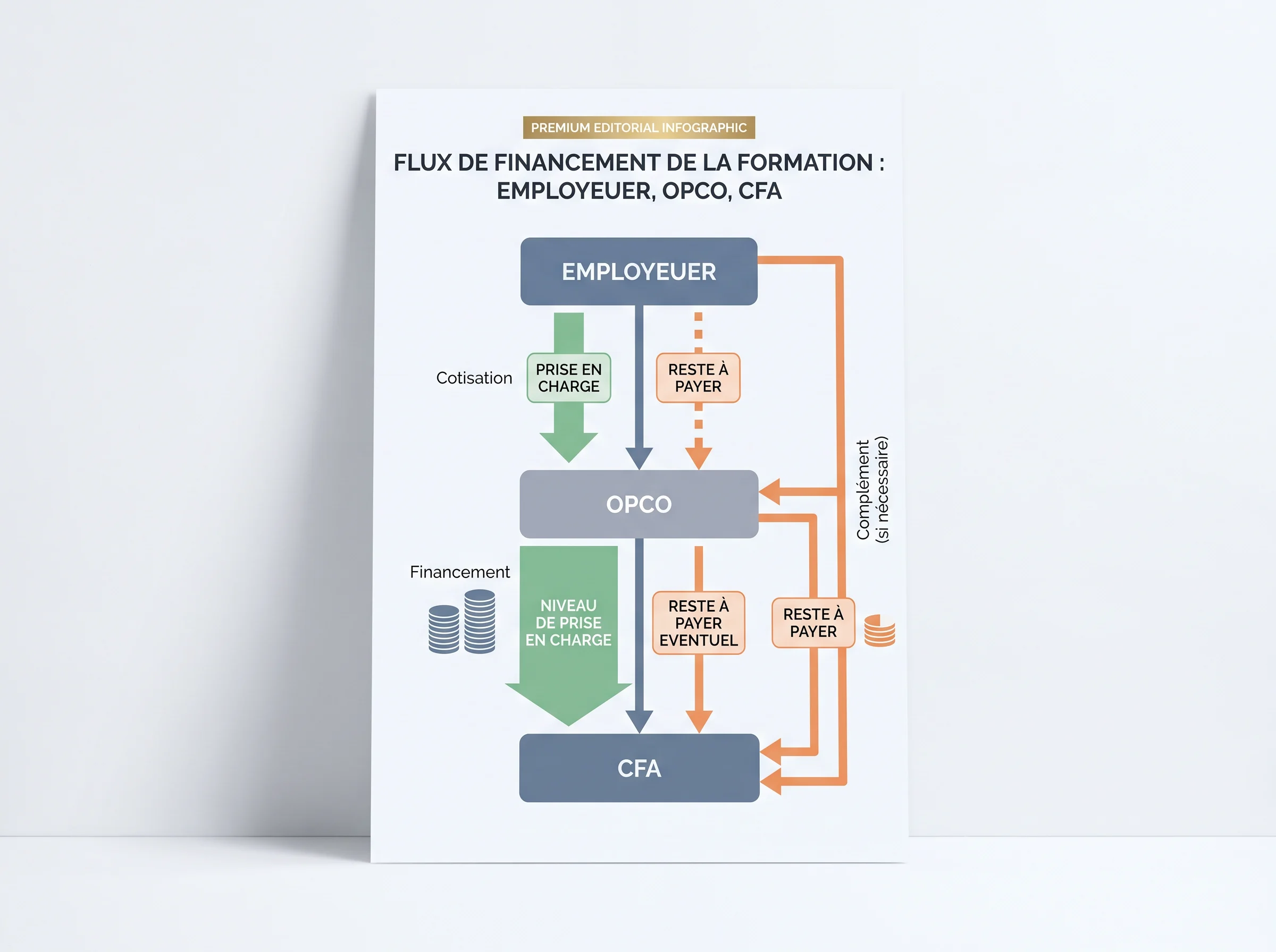 Comprendre la prise en charge OPCO et les frais pédagogiques Schéma expliquant la prise en charge OPCO, le rôle du CFA et les frais pédagogiques