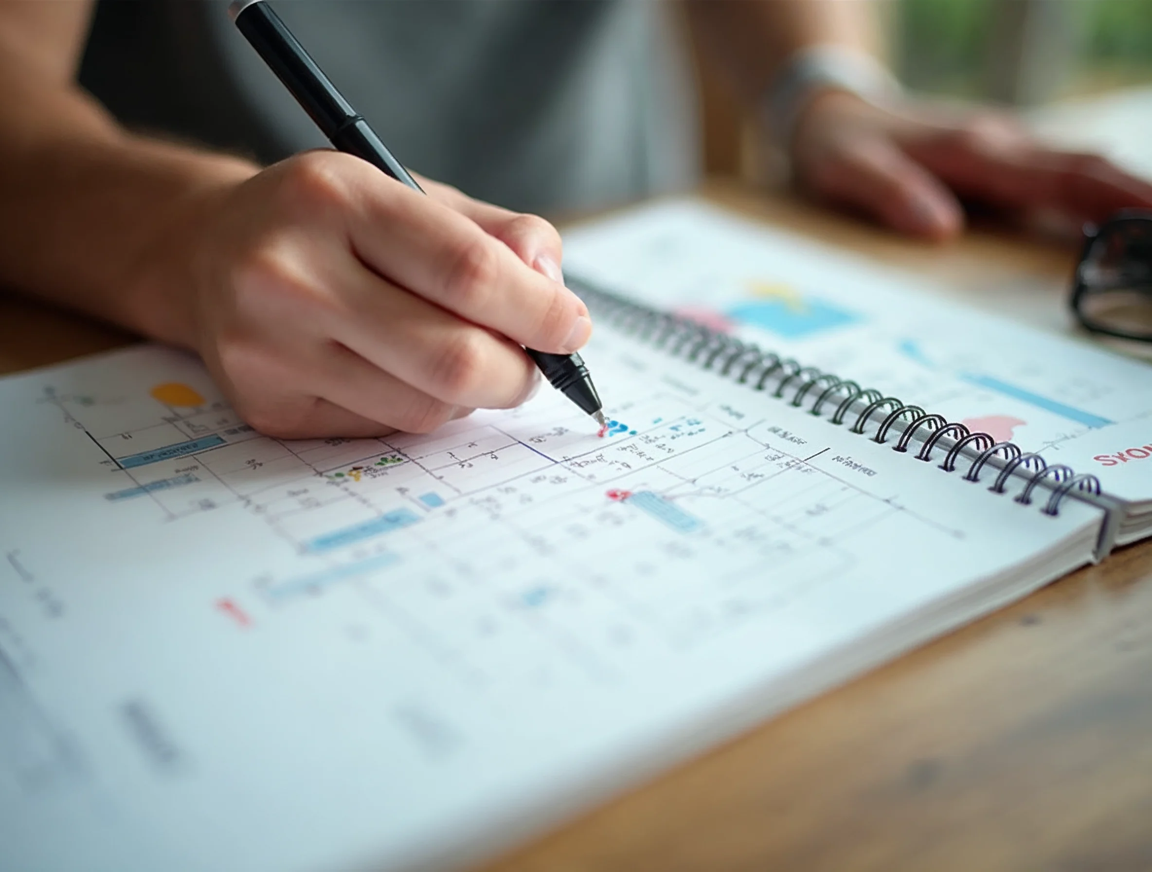 Analyse d’un calendrier d’alternance annoté pour repérer les périodes de présence et les contraintes.