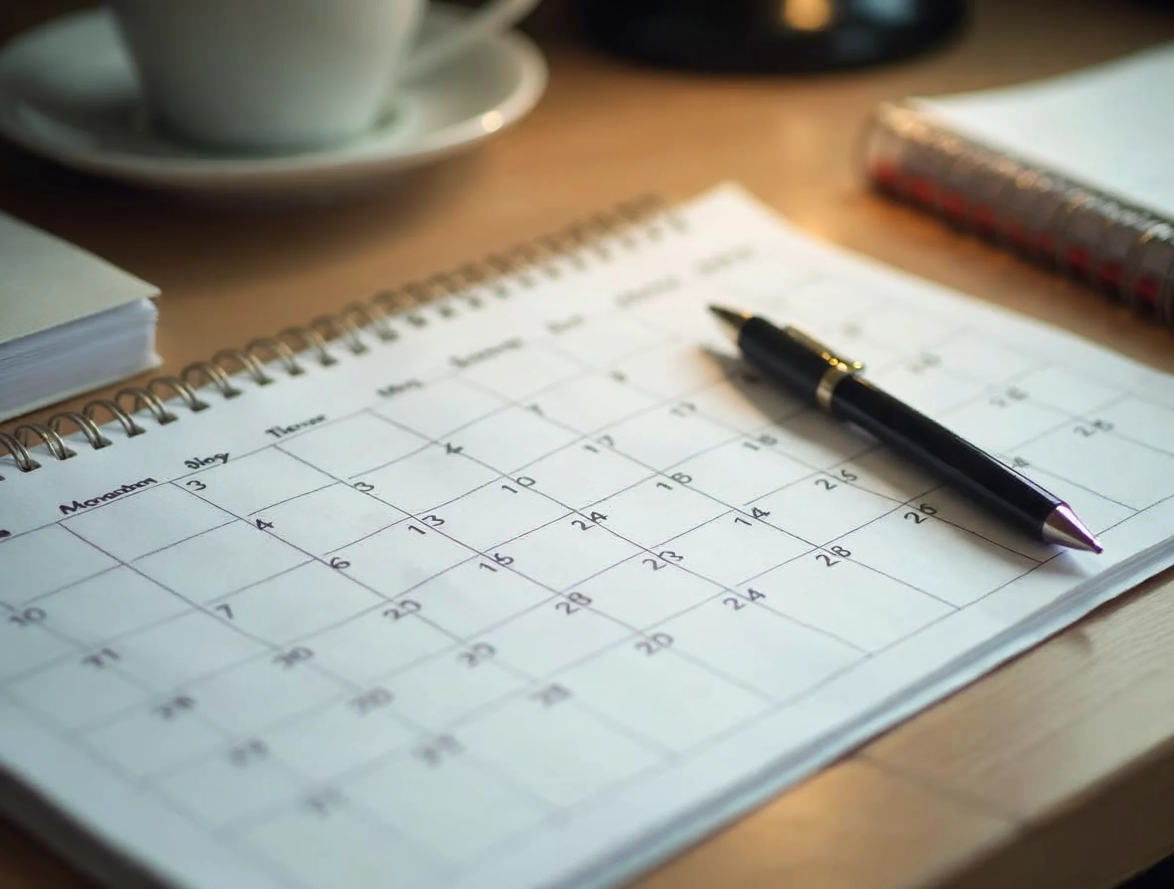 Calendrier d’alternance imprimé et préparé avec un dossier de candidature.