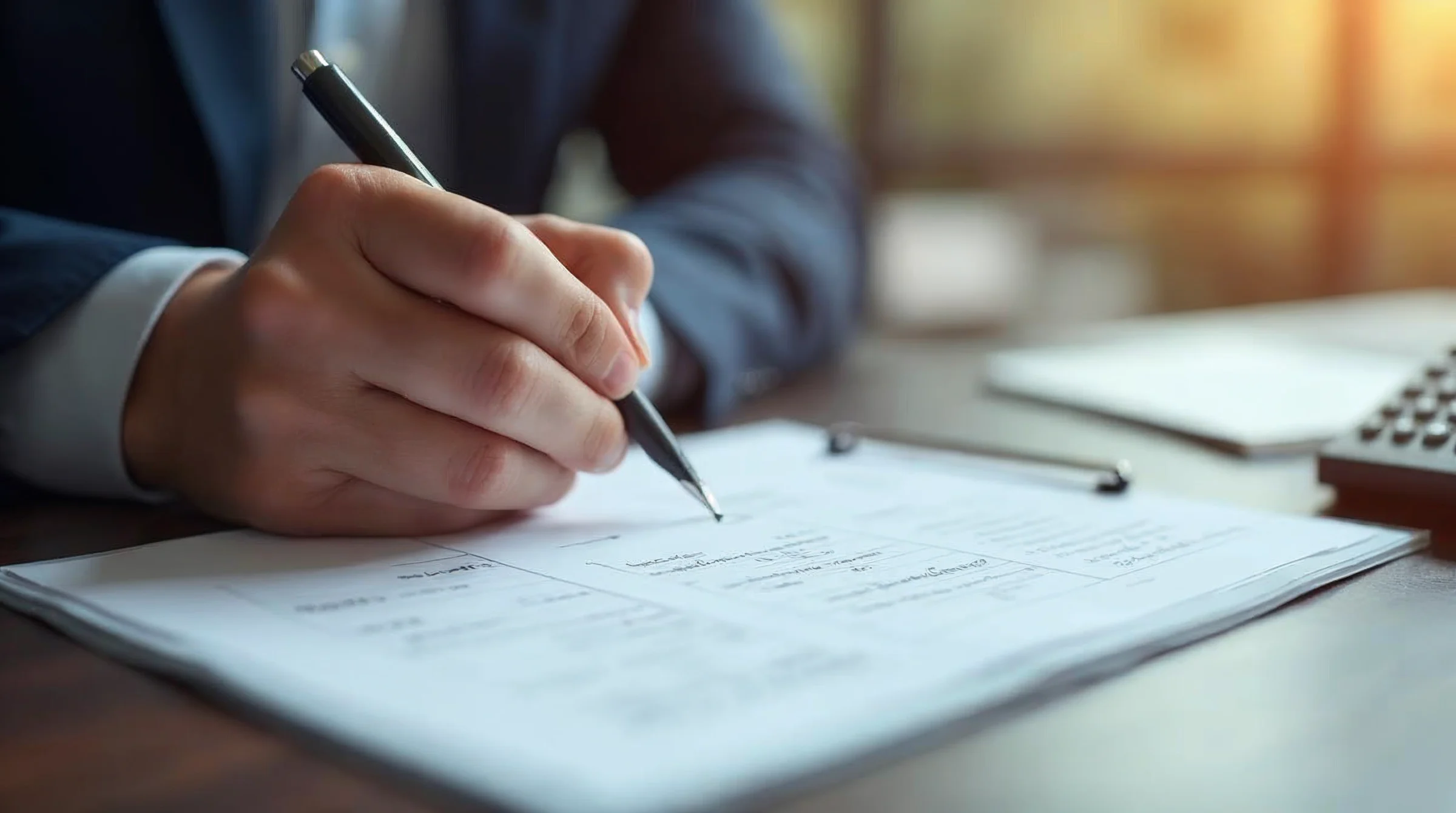 Responsable relisant un dossier de candidat apprenti avec calendrier et documents de suivi avant la signature.