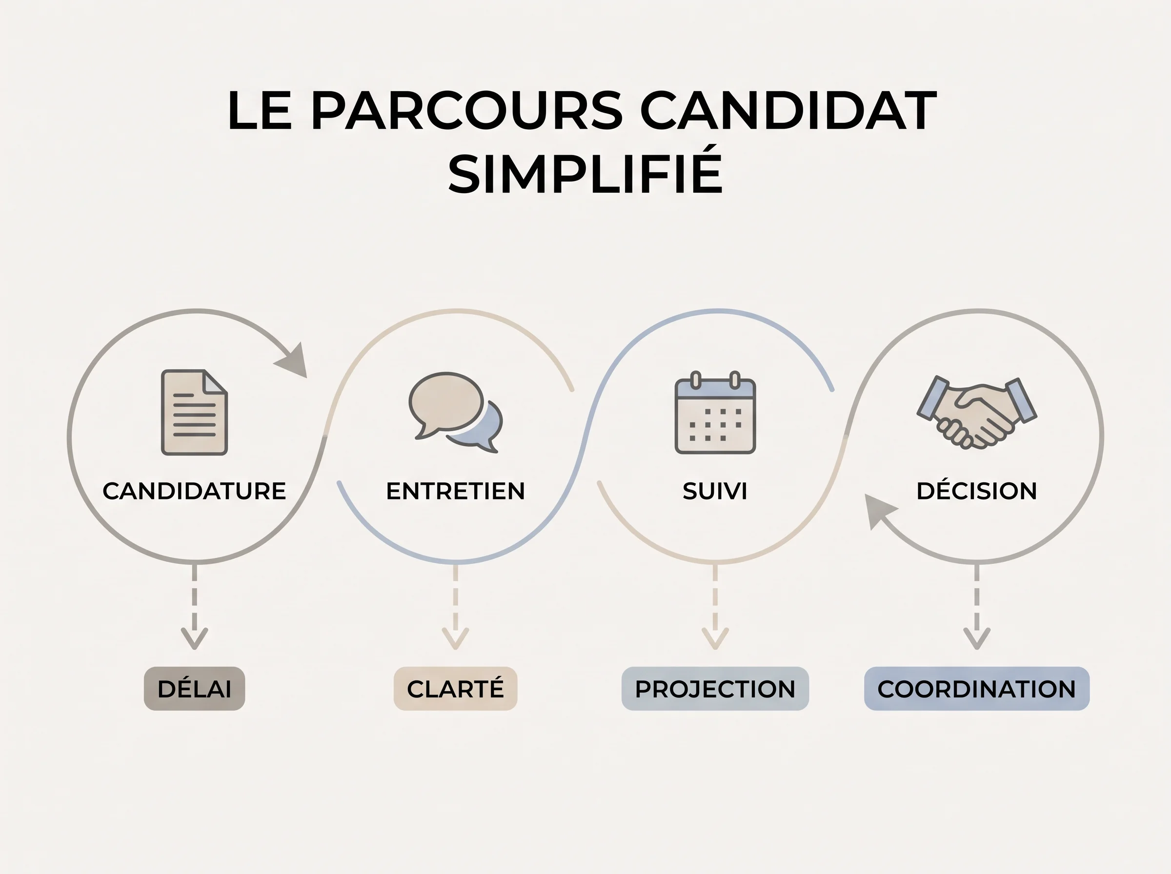 Schéma simple du parcours d'un candidat apprenti avec les principaux points de rupture avant signature.